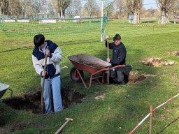 Ballfangzaun und Bereinigung Hochwasserschäden